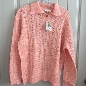 Easel Coral V-Neck Sweater